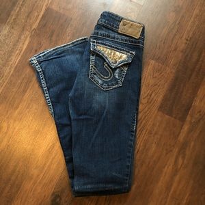 Suki Silver Jeans Gold Sequined Pockets 25/32